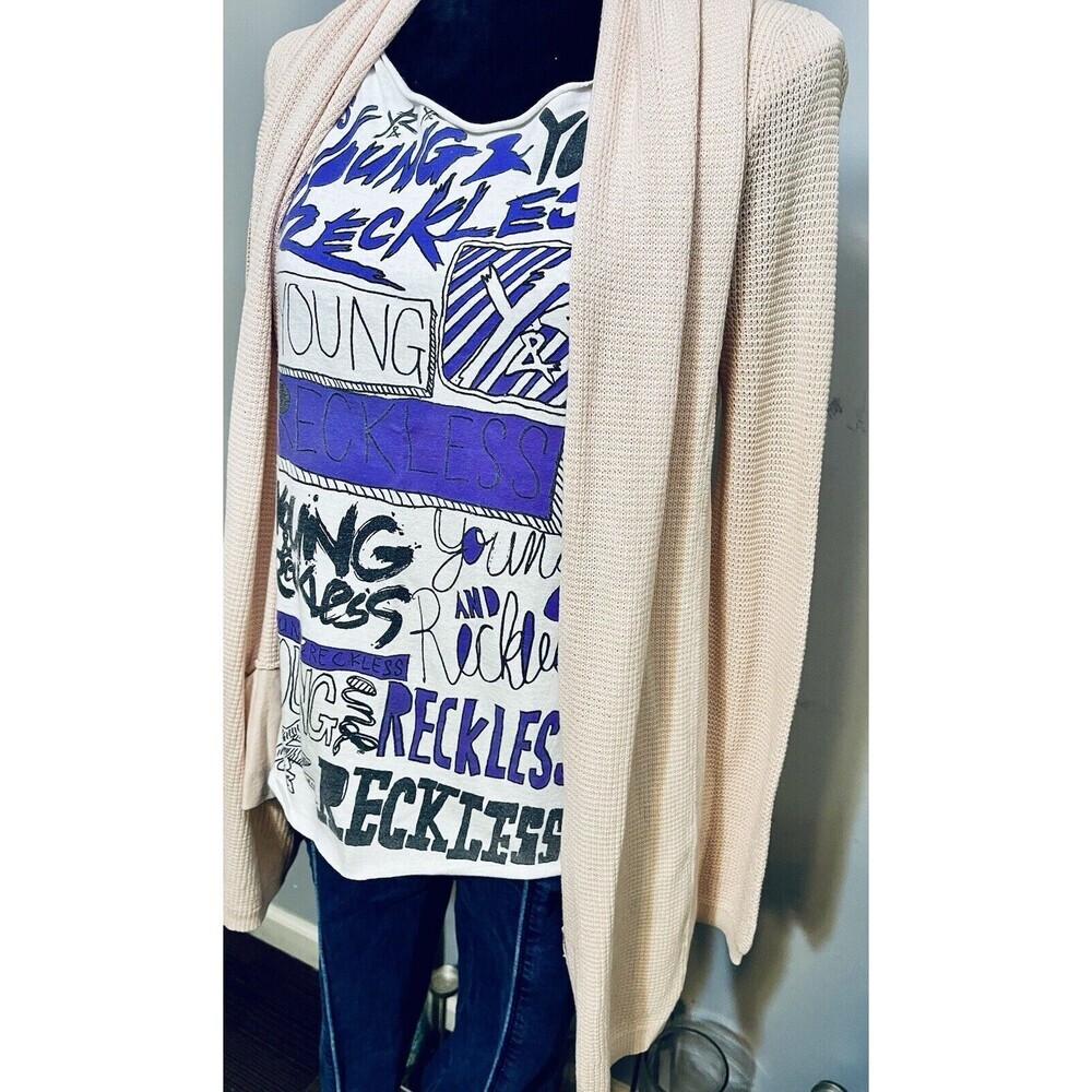 Womens Casual 3 Piece Outfit SzM Skinny Jeans Gap Cardigan Young&Reckless Tshirt - Picture 4 of 11